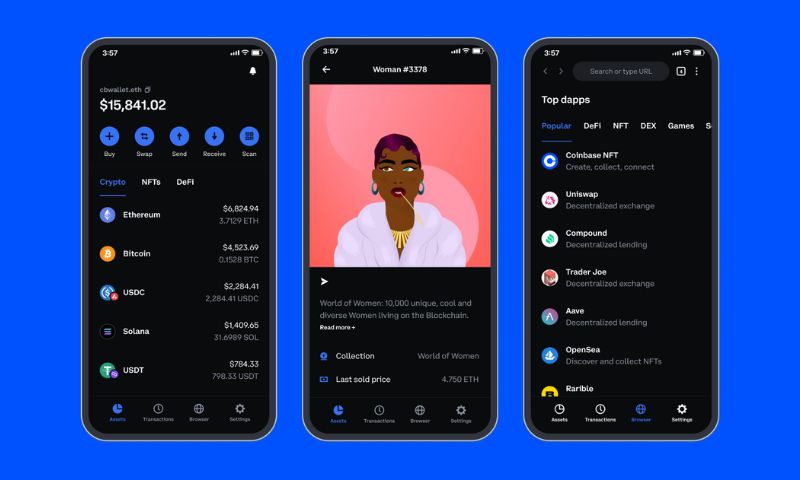 CoinBase Wallet mobile app features